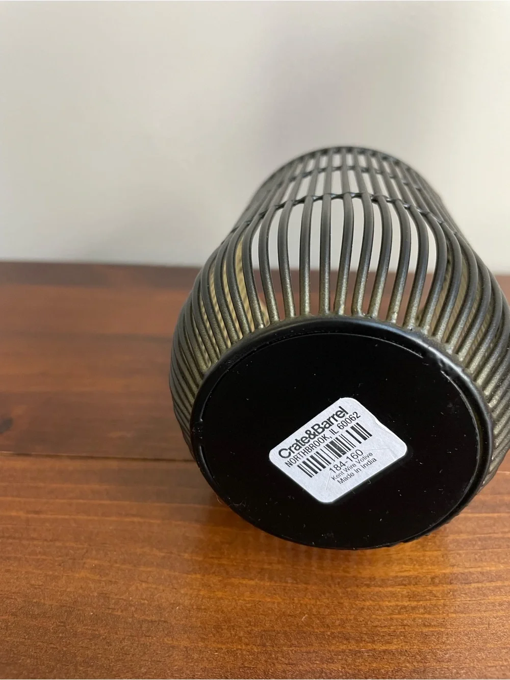New Crate&Barrel Black and Gold Metal Lantern Candle Holder